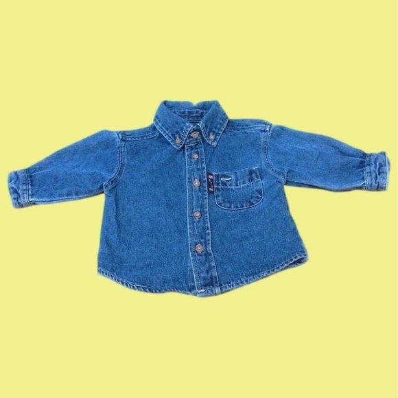 'Lil 66' Route 66 Toddler Front Pocket Button Down Collar Blue Denim Jacket 12M - Picture 2 of 16